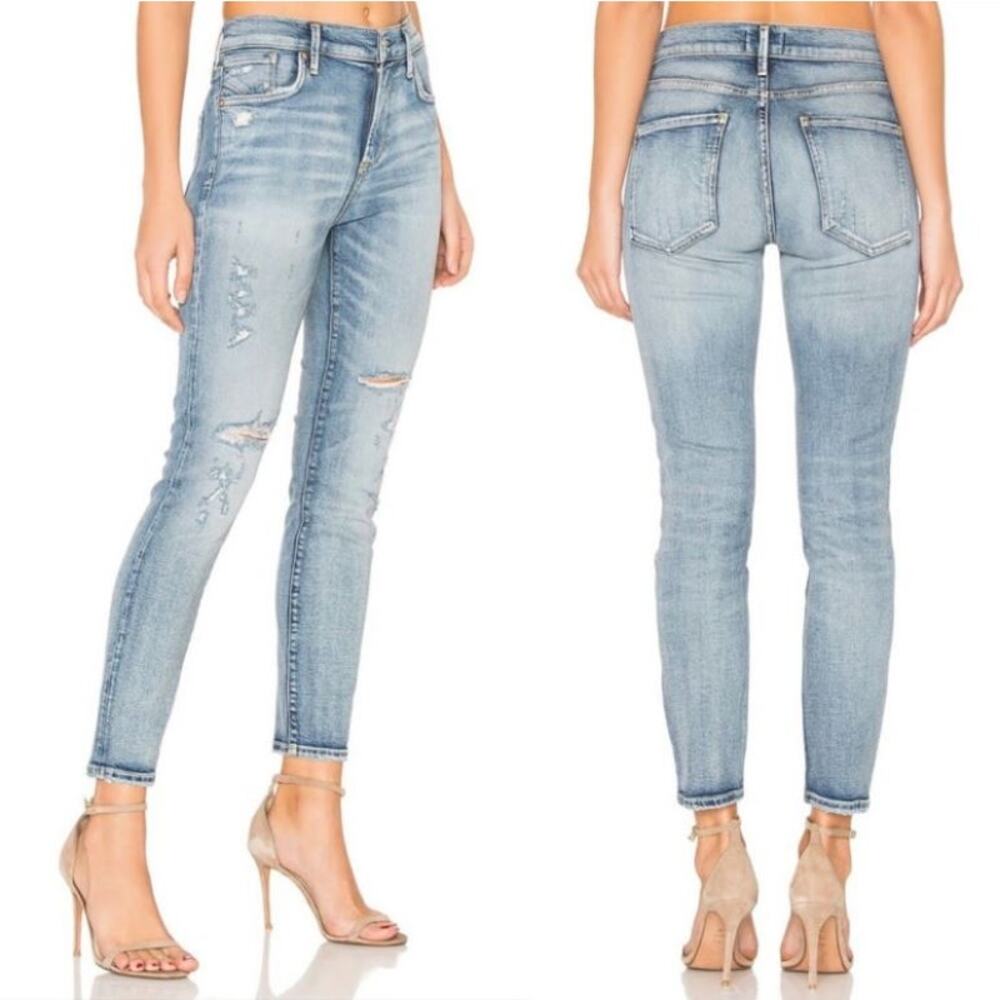 AGOLDE Sophie Distressed Ripped Stretch Skinny Jeans Outsider Blue Womens Sze 24